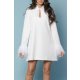 TGH BRIDAL A-LINE POINTED COLLAR FEATHERS MINI DRESS