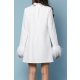 TGH BRIDAL A-LINE POINTED COLLAR FEATHERS MINI DRESS