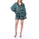 TGH ROCHIE MINI ROMANTICA ALL-OVER-RUFFLES CU IMPRIMEU LANTURI