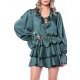 TGH ROCHIE MINI ROMANTICA ALL-OVER-RUFFLES CU IMPRIMEU LANTURI