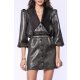 TGH METALLIC JACQUARD BLACK COLLAR MINI DRESS
