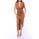 TGH AFRODITE HIGH SHOULDERS DRAPED ASYMMETRIC MIDI DRESS