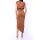 TGH AFRODITE HIGH SHOULDERS DRAPED ASYMMETRIC MIDI DRESS