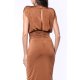 TGH AFRODITE HIGH SHOULDERS DRAPED ASYMMETRIC MIDI DRESS