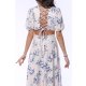 TGH LINO ROCHIE MIDI CU PRINT FLORAL SI SNURURI