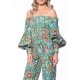 TGH SALOPETA OFF-SHOULDERS CU PANTALONI LARGI SI IMPRIMEU FOREST