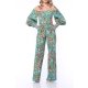 TGH SALOPETA OFF-SHOULDERS CU PANTALONI LARGI SI IMPRIMEU FOREST