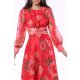 LONG SLEEVES ZIG ZAG BACK CROPPED MIDI ROSES DREAM DRESS