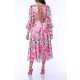 LONG SLEEVES ZIG ZAG BACK CROPPED MIDI ROSES DREAM DRESS