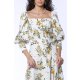 TGH ROCHIE MIDI A-LINE FLORAL SERENADE CU UMERI GOI