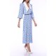 TGH POINTED COLLAR WHITE POLKA DOTS MIDI DRESS