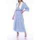 TGH POINTED COLLAR WHITE POLKA DOTS MIDI DRESS