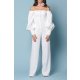 TGH CEREMONY OFF-SHOULDERS FRONT BUTTONS JUMPSUIT