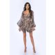 TGH  ROCHIE MINI ANIMAL PRINT CU MANECI LUNGI DECUPATE