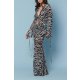 TGH ANIMAL PRINT SEMI-SHEER BEACH RUFFLES&STRINGS BLOUSE