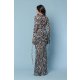 TGH ANIMAL PRINT SEMI-SHEER BEACH RUFFLES&STRINGS BLOUSE