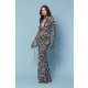TGH ANIMAL PRINT SEMI-SHEER BEACH RUFFLES&STRINGS BLOUSE