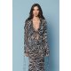 TGH ANIMAL PRINT SEMI-SHEER BEACH RUFFLES&STRINGS BLOUSE