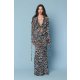 TGH ANIMAL PRINT SEMI-SHEER BEACH RUFFLES&STRINGS BLOUSE