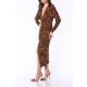 TGH V-NECK ANIMAL PRINT DRAPED MIDI DRESS