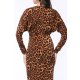 TGH V-NECK ANIMAL PRINT DRAPED MIDI DRESS