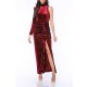 TGH ONE SLEEVE FRONT RUFFLE VELVET MAXI DRESS