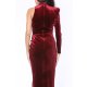 TGH ONE SLEEVE FRONT RUFFLE VELVET MAXI DRESS