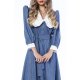 TGH MINI DRESS VIVID DENIM WITH VICTORIAN COLLAR