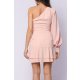 TGH ONE-SLEEVE CUT-OUT RUFFLED MINI DRESS