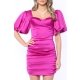 TGH ROCHIE MINI DIN SATIN DRAMA CU SPATE DECUPAT SI DRAPAJE