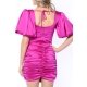 TGH ROCHIE MINI DIN SATIN DRAMA CU SPATE DECUPAT SI DRAPAJE
