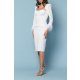 TGH ROCHIE MIDI EXQUISITE CU CORSET SI MANSETE DIN PENE