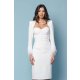 TGH ROCHIE MIDI EXQUISITE CU CORSET SI MANSETE DIN PENE