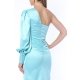 TGH ROCHIE MIDI DIN SATIN CU CORSET SI VOLAN ASIMETRIC